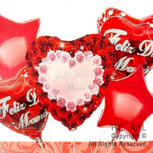 SET DE GLOBOS METALIZADO FELIZ DIA MAMA 5 UNIDADES X 1